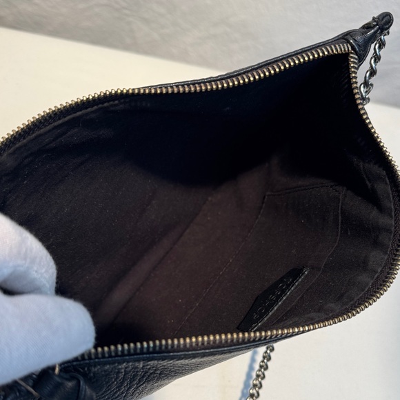 TOPSHOP Made in India Black Leather Floral Embroidered Chain Clutch - Picture 7 of 14